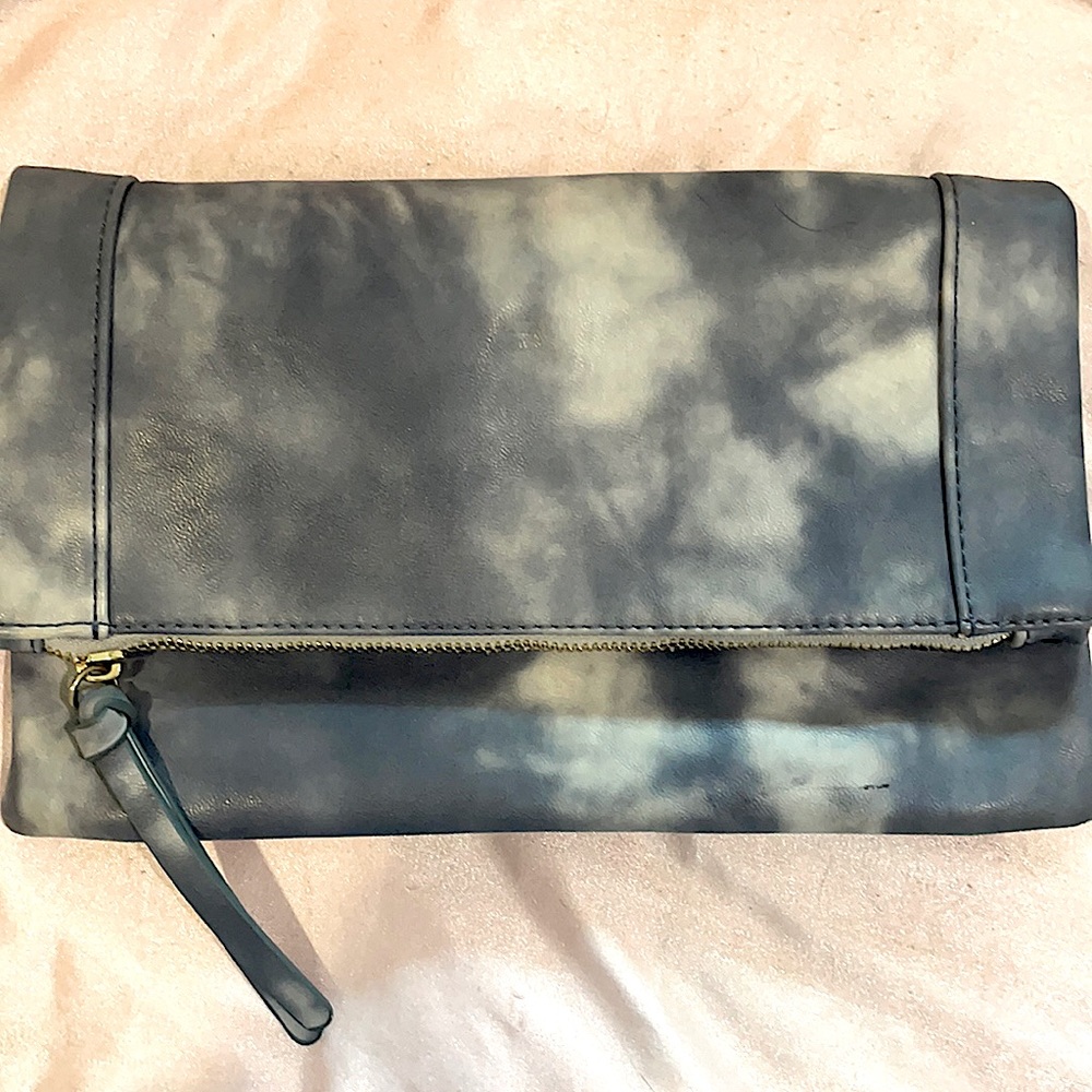 Sole Society Clutch Vegan Leather Blue Tie Dye